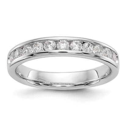14K Weißgold Ehering mit 11 Diamanten in Kanalfassung