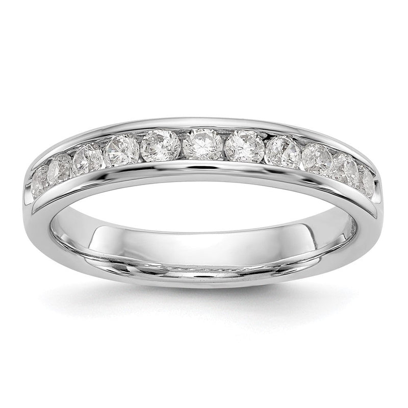 14K Weißgold Ehering mit 11 Diamanten in Kanalfassung