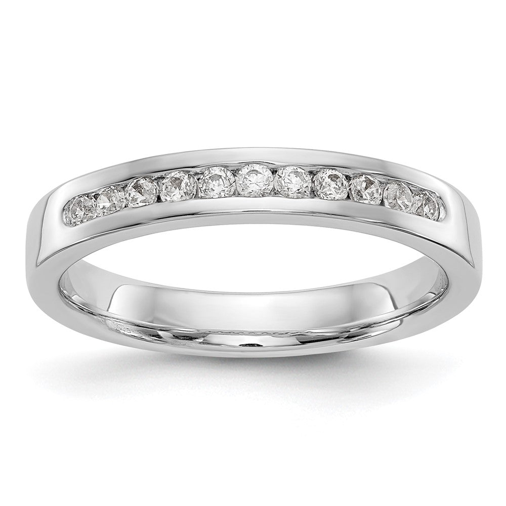 14K Weißgold Ehering mit 11 kanalgefassten Diamanten (0,22 ct. Gesamtgewicht)