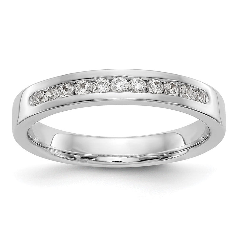 14K Weißgold Ehering mit 11 kanalgefassten Diamanten (0,22 ct. Gesamtgewicht)