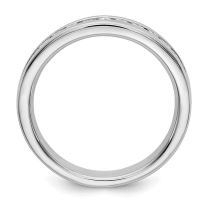 14K Weißgold Ehering mit 11 runden Diamanten in Kanalfassung, 0,33 ct