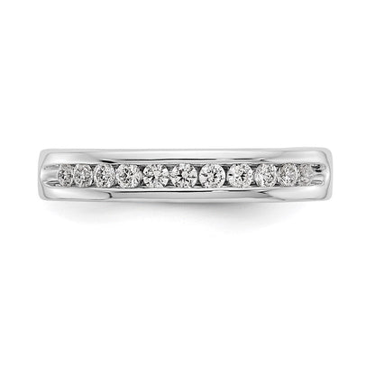 14K Weißgold Ehering mit 11 runden Diamanten in Kanalfassung, 0,33 ct