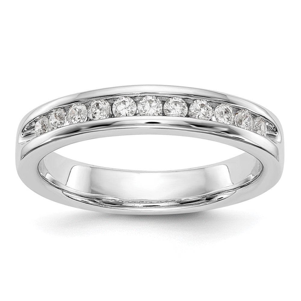 14K Weißgold Ehering mit 11 Diamanten in Kanalfassung