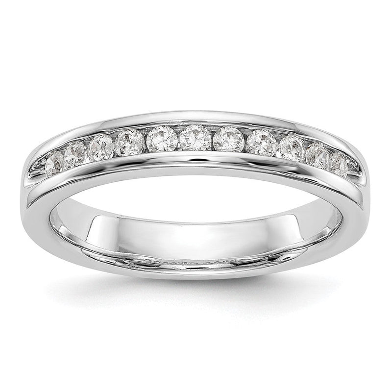 14K Weißgold Ehering mit 11 Diamanten in Kanalfassung