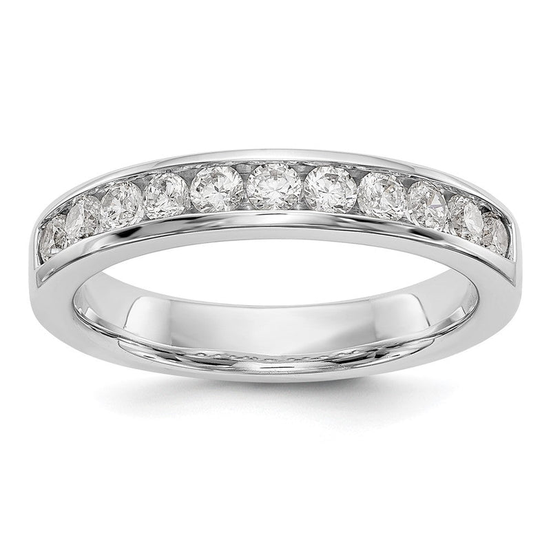 14K Weißgold Ehering mit 11 Diamanten in Kanalfassung