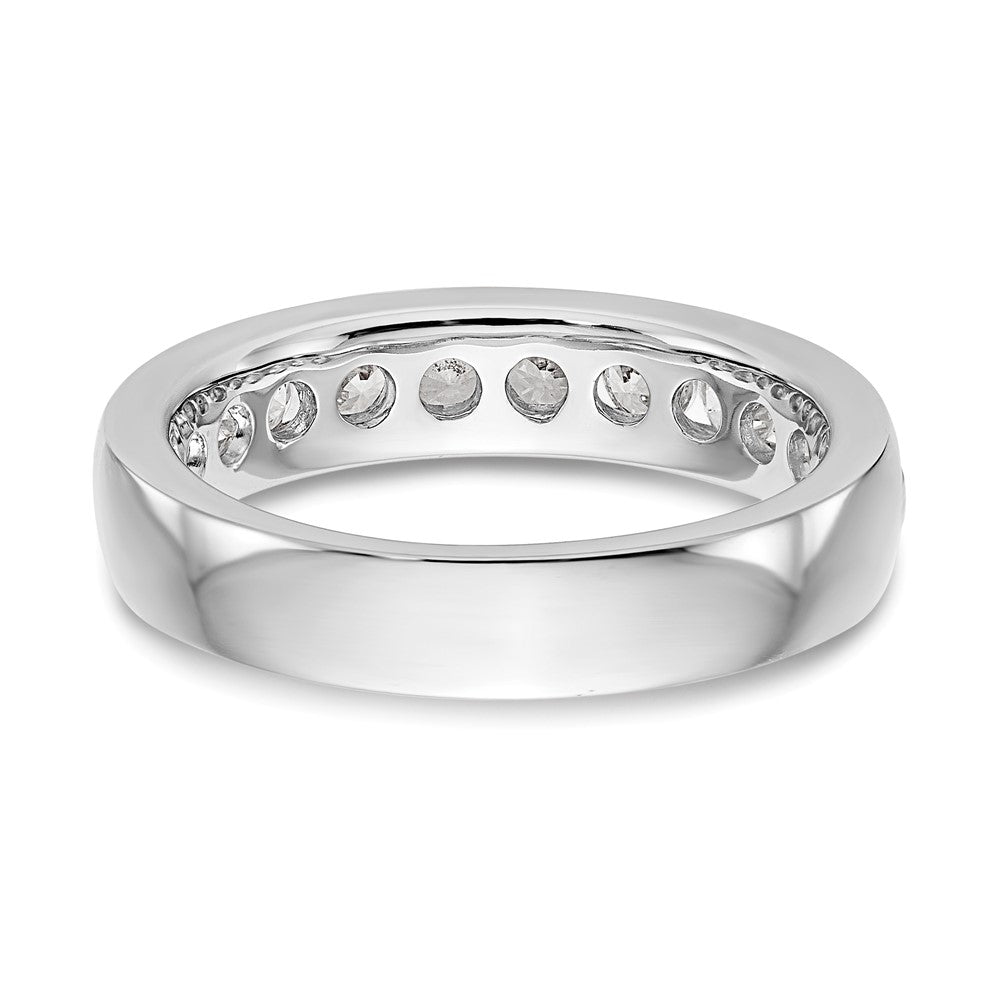 14K Weißgold Ring mit 11 Steinen, 1K rundem Diamanten, komplett in Kanalfassung