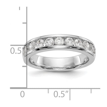 14K Weißgold Ehering mit 11 kanalgefassten natürlichen Diamanten, 0,99 ct. Gesamtgewicht