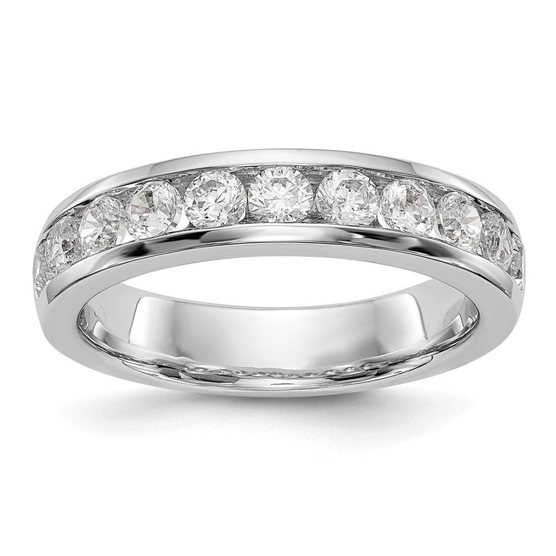 14K Weißgold Ehering mit 11 kanalgefassten natürlichen Diamanten, 0,99 ct. Gesamtgewicht