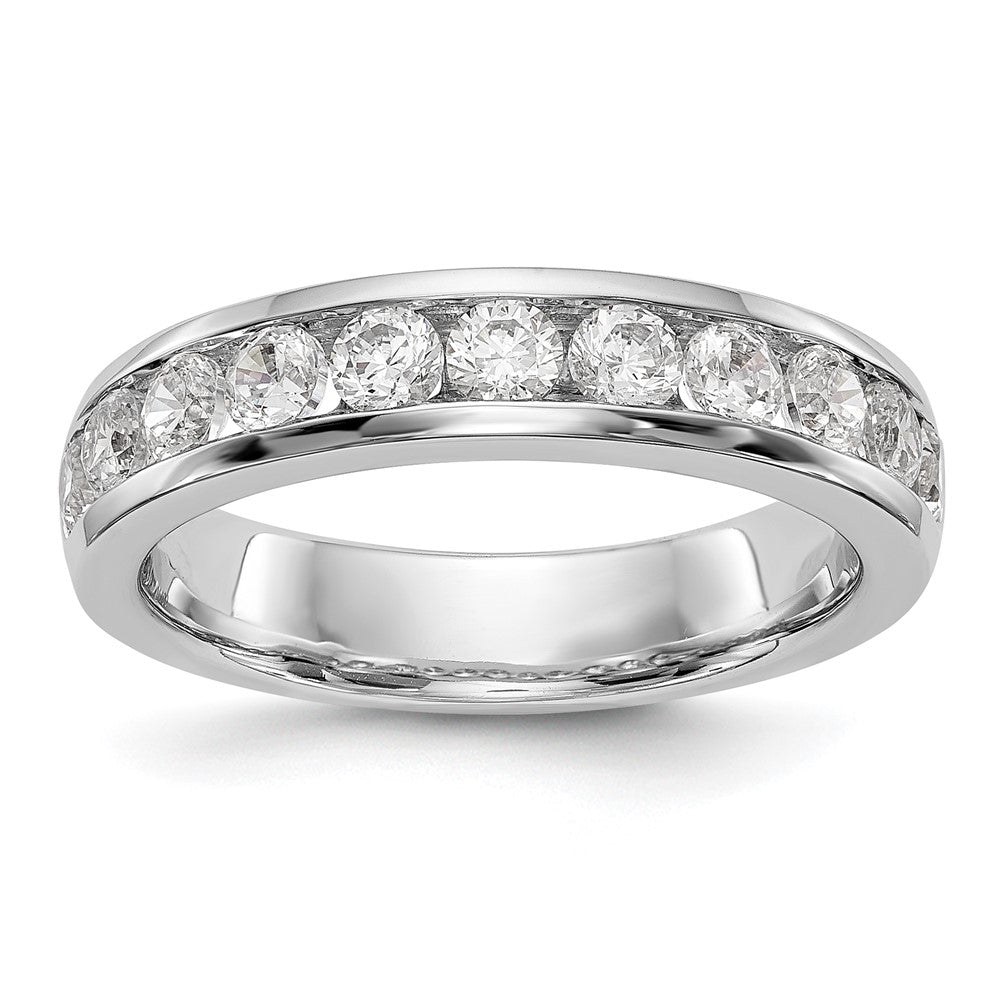 14K Weißgold Ring mit 11 Steinen, 1K rundem Diamanten, komplett in Kanalfassung