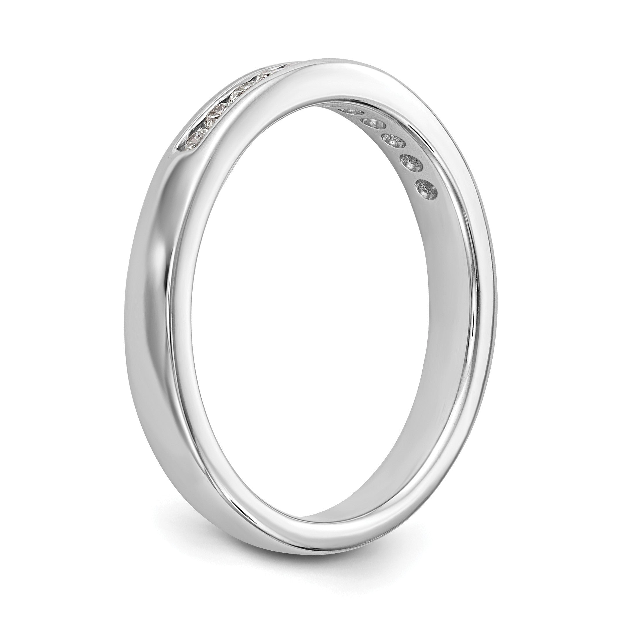 14K Weißgold Ehering mit 11 Diamanten in Kanalfassung