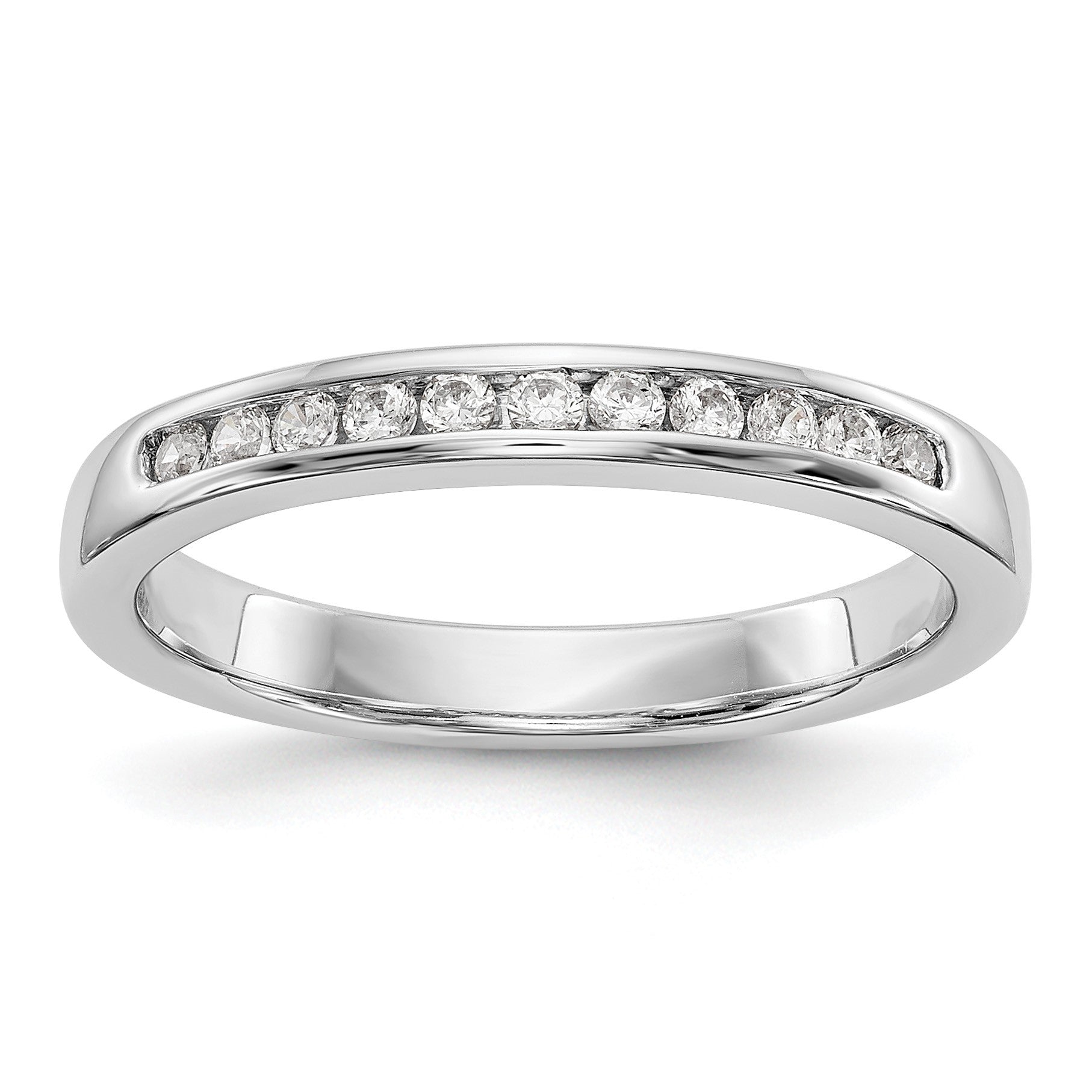 14K Weißgold Ehering mit 11 Diamanten in Kanalfassung