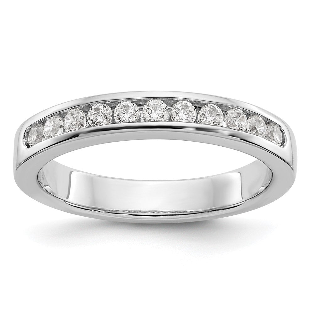 14K Weißgold Ehering mit 11 Diamanten in Kanalfassung