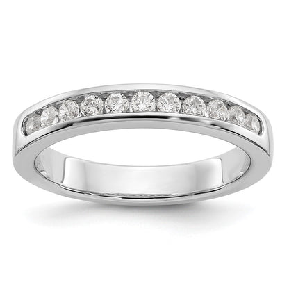 14K Weißgold Ehering mit 11 Diamanten in Kanalfassung