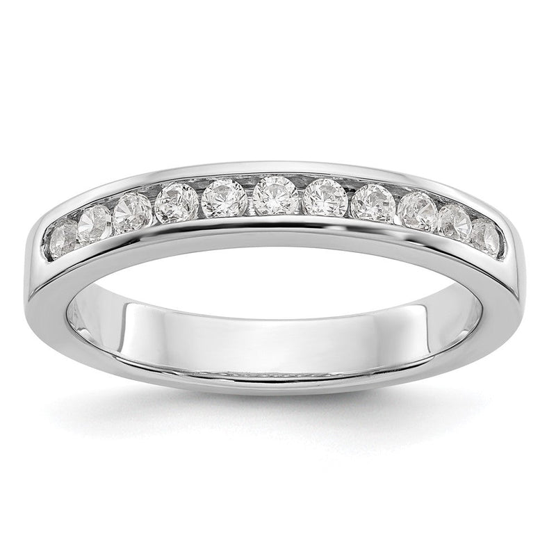 14K Weißgold Ehering mit 11 Diamanten in Kanalfassung