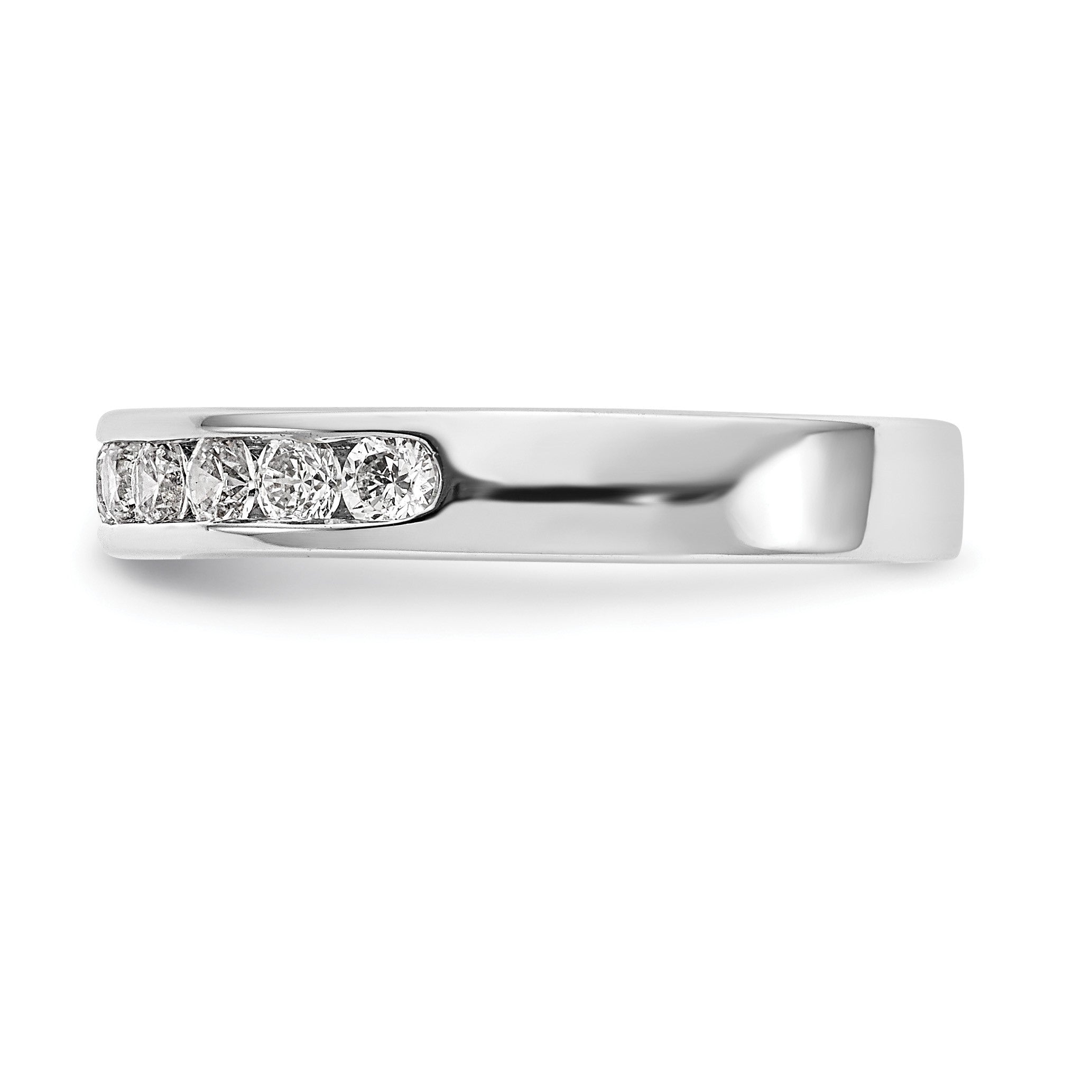 14K Weißgold Ehering mit 11 Diamanten in Kanalfassung