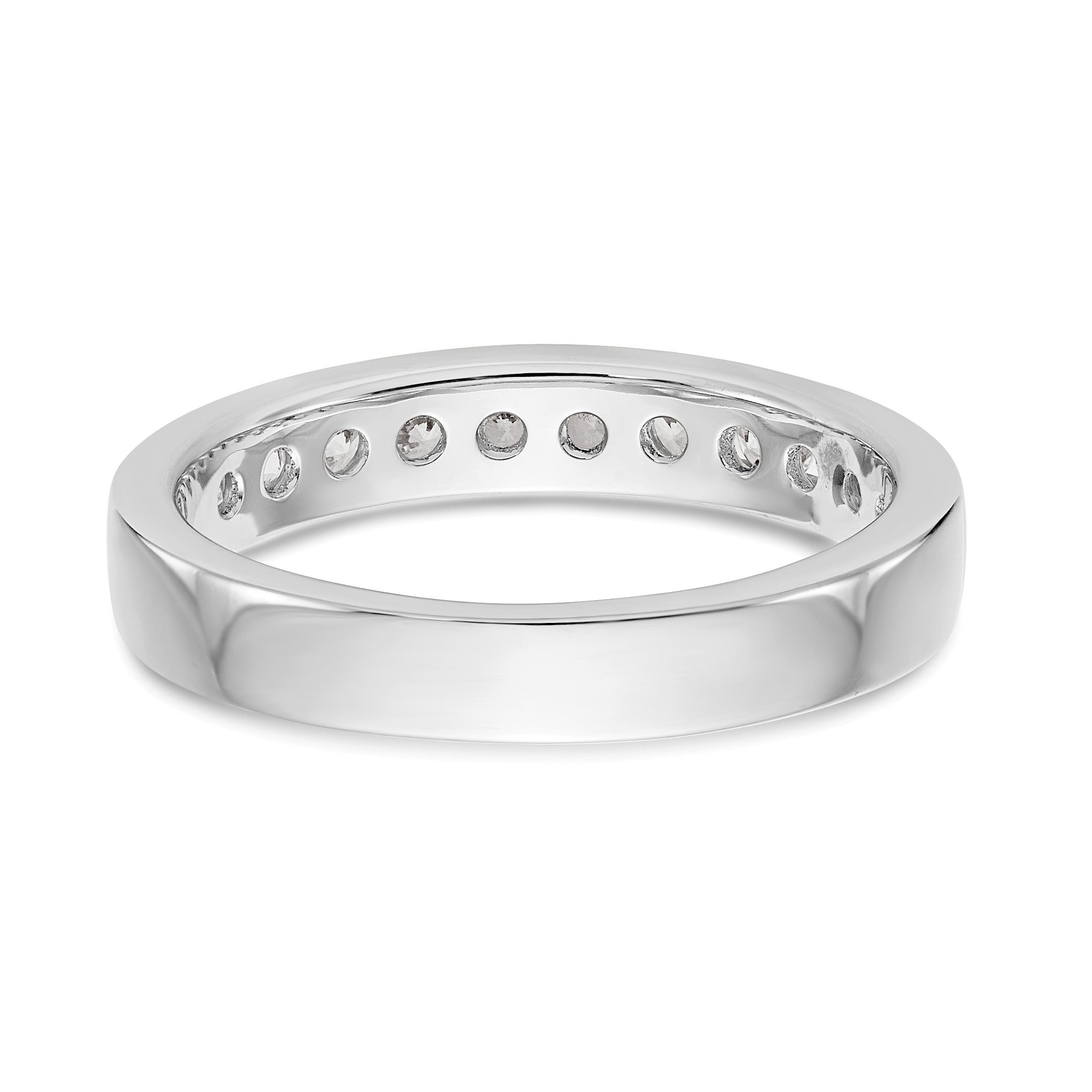 14K Weißgold Ehering mit 11 Diamanten in Kanalfassung