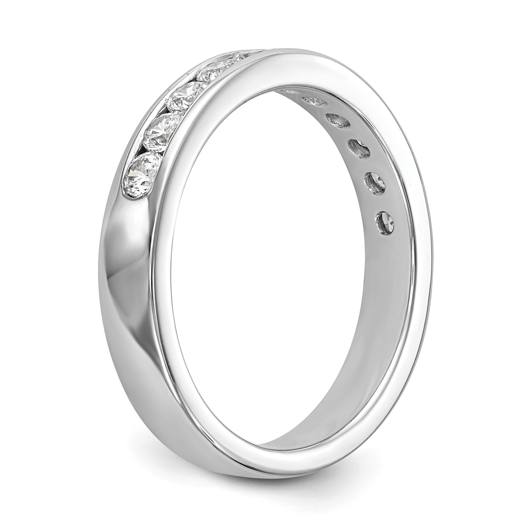 14K Weißgold Ehering mit 11 Diamanten in Kanalfassung