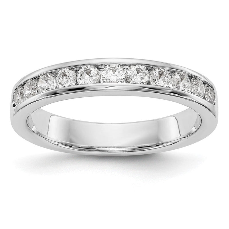 14K Weißgold Ehering mit 11 Diamanten in Kanalfassung