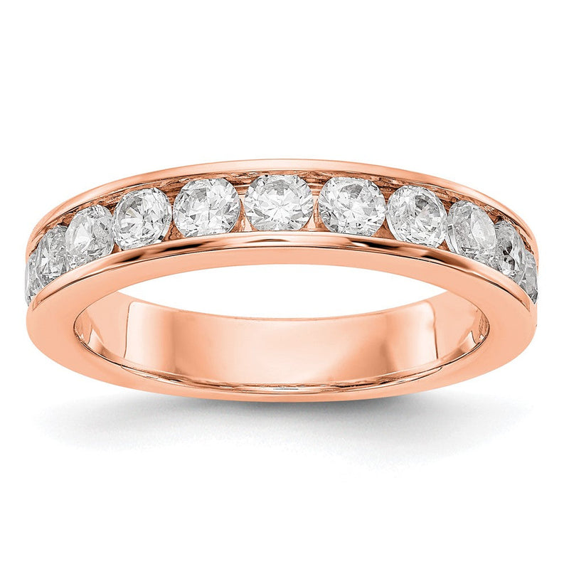 14K Roségold Ring mit 11 natürlichen Diamanten in Kanalfassung