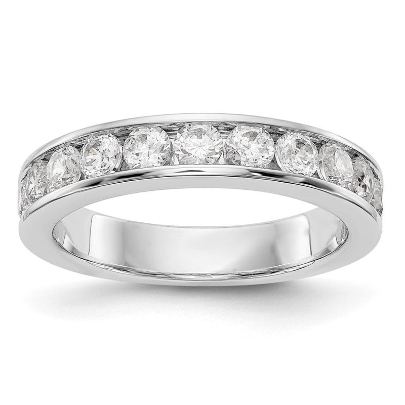14K Weißgold Ehering mit 11 natürlichen Diamanten (1,023 ct Gesamtgewicht) in Kanalfassung