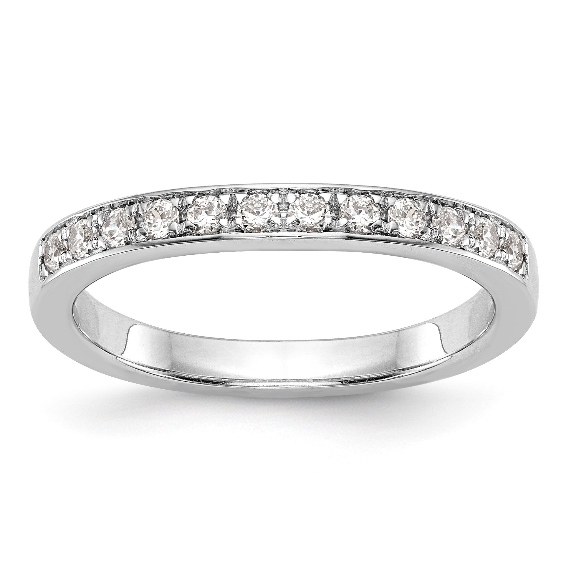 14K Weißgold Ehering mit natürlichen Diamanten in Kanalfassung