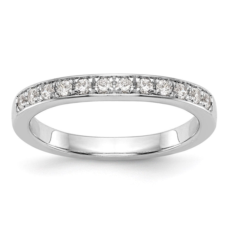 14K Weißgold Ehering mit Diamanten in Kanalfassung