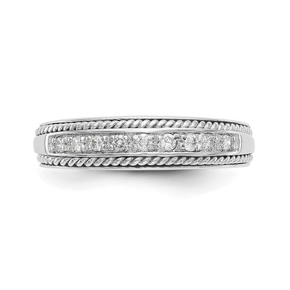 14K Weißgold Ehering mit natürlichen Diamanten 0,135 ct