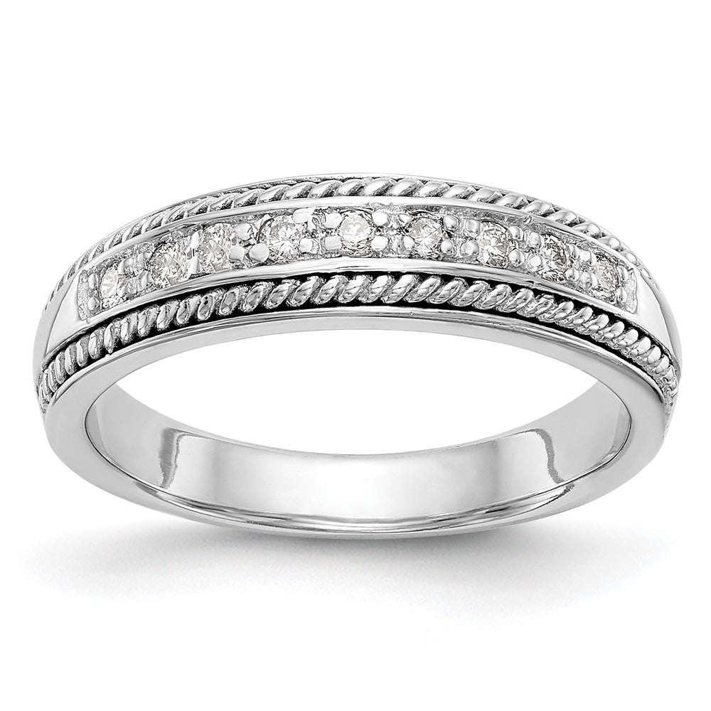 14K Weißgold Ehering mit natürlichen Diamanten 0,135 ct