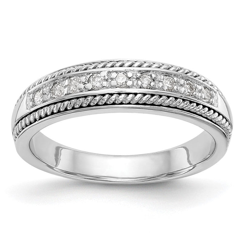 14K Weißgold Ehering mit natürlichen Diamanten 0,135 ct