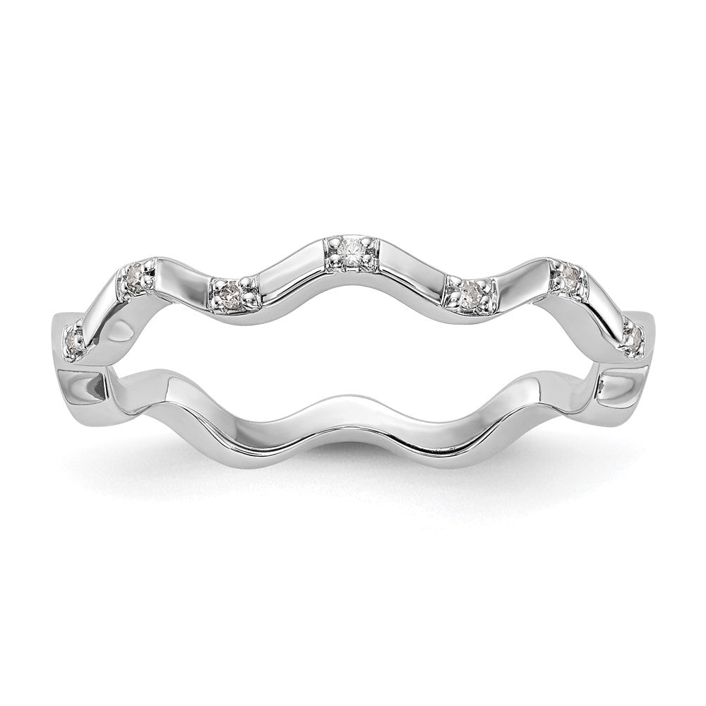 14K Weißgold Ehering mit natürlichen Diamanten, 0,042 ct Gesamtgewicht