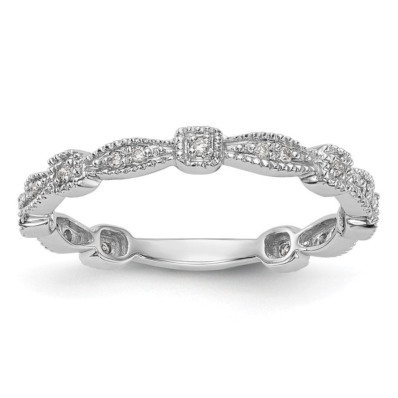 14K Weißgold Ehering mit natürlichen Diamanten, 0,102 ct Gesamtgewicht