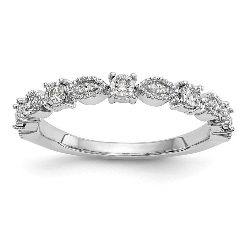 14K Weißgold Ehering mit natürlichen Diamanten, 0,122 ct Gesamtgewicht