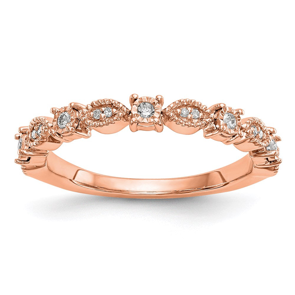14K Roségold Ehering mit echten Diamanten