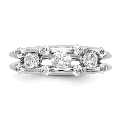 14K Weißgold Ring mit echten Diamanten