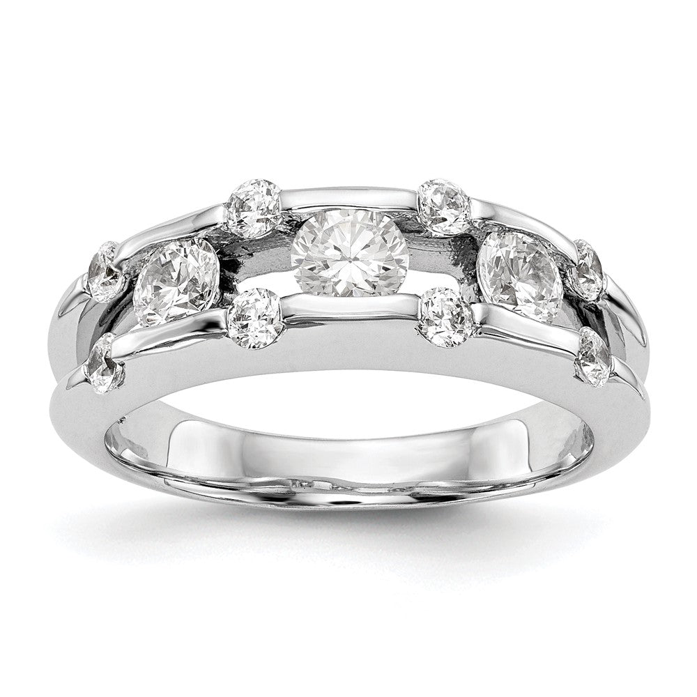 14K Weißgold Ring mit echten Diamanten