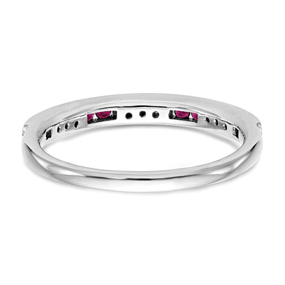 14K Weißgold Ring mit natürlichen Diamanten und Rubin