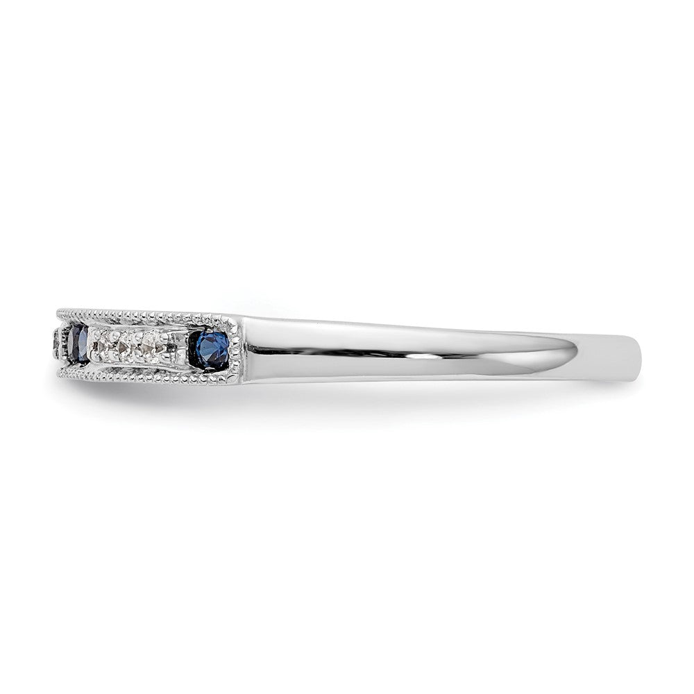14K Weißgold Ehering mit natürlichen blauen Saphiren und Diamanten