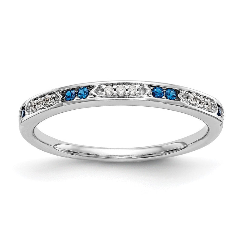 14K Weißgold Ehering mit blauen und weißen natürlichen Diamanten