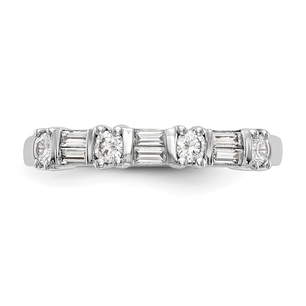 14K Weißgold 3/8 Karat Baguette/round Diamant Komplett Ehering