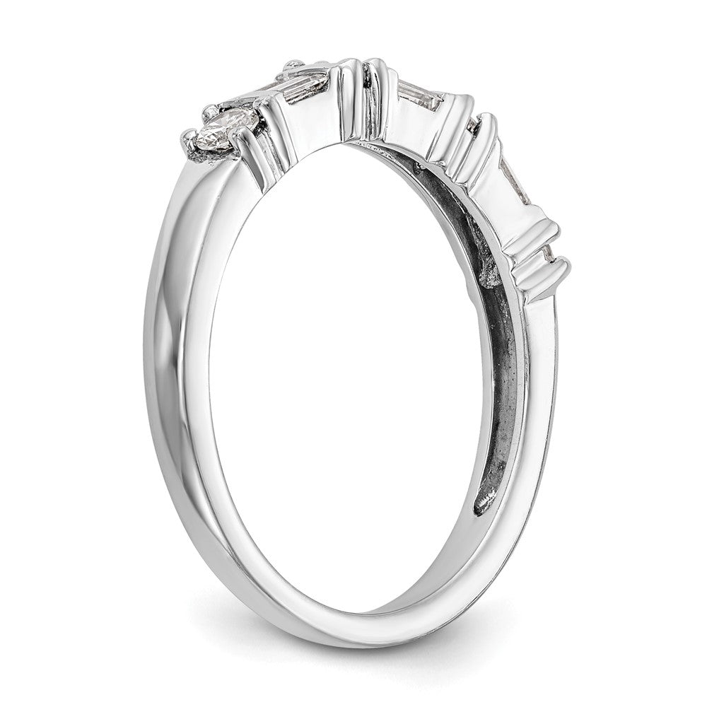 14K Weißgold 3/8 Karat Baguette/round Diamant Komplett Ehering