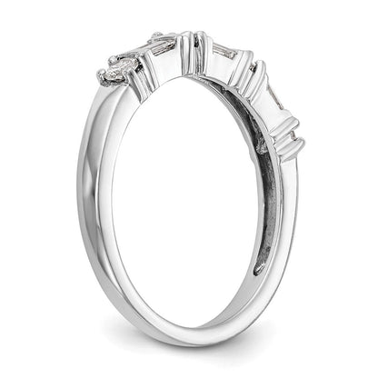 14K Weißgold 3/8 Karat Baguette/round Diamant Komplett Ehering