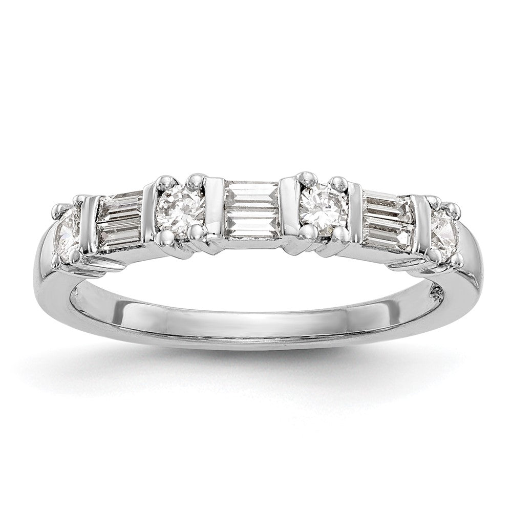 14K Weißgold 3/8 Karat Baguette/round Diamant Komplett Ehering