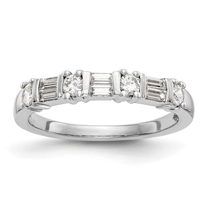 14K Weißgold 3/8 Karat Baguette/round Diamant Komplett Ehering