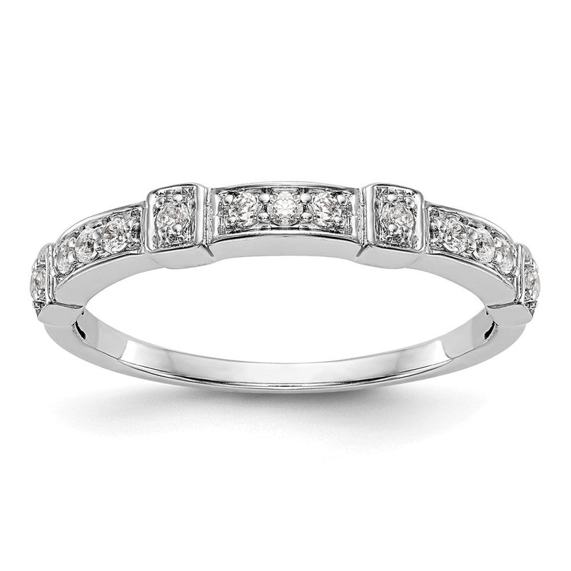 14K Weißgold Ehering mit natürlichen Diamanten, 0,195 ct. Gesamtgewicht