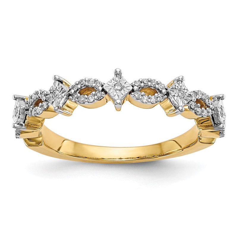 14K Gelbgold Ehering mit natürlichen Diamanten, 0,169 ct Gesamtgewicht