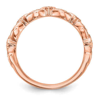 14K Roségold Ehering mit echten Diamanten