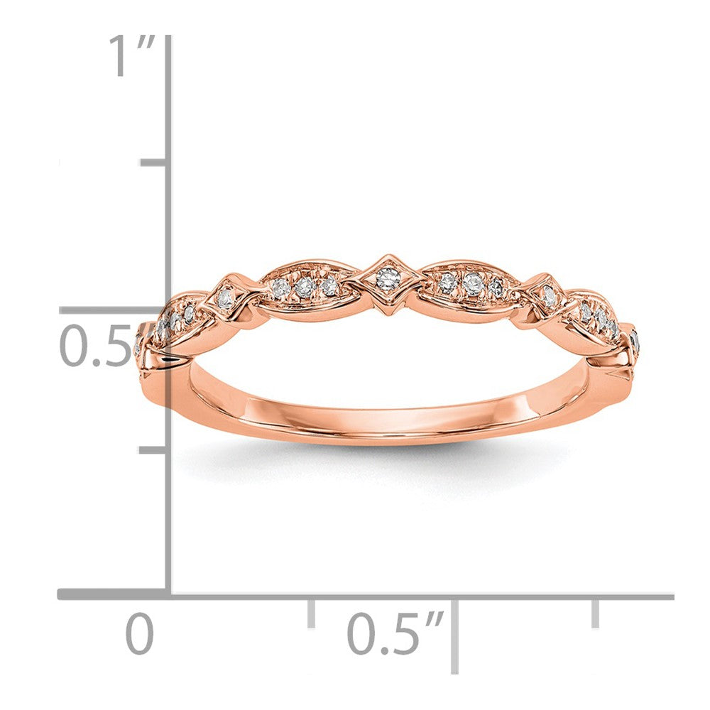 14K Roségold Ehering mit echten Diamanten