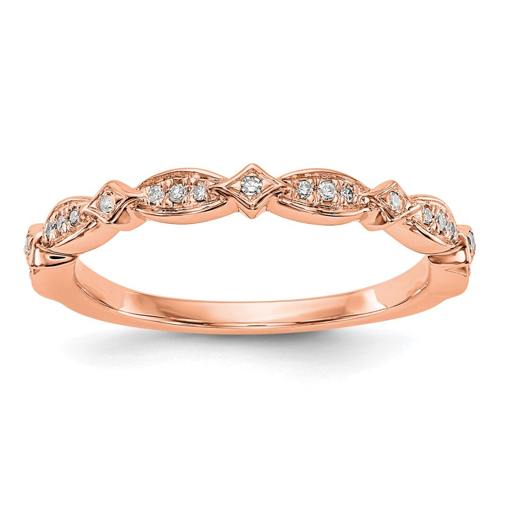 14K Roségold Ehering mit echten Diamanten