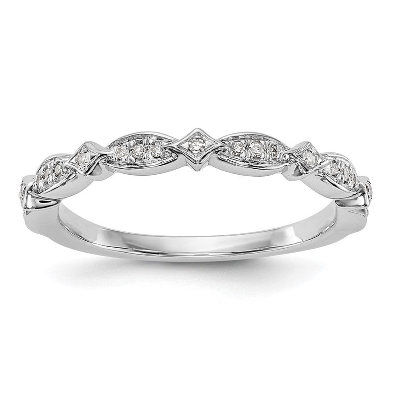14K Weißgold Ehering mit natürlichen Diamanten 0,08 ct