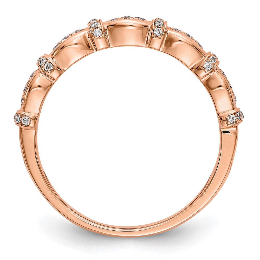 14K Roségold Ehering mit echten Diamanten